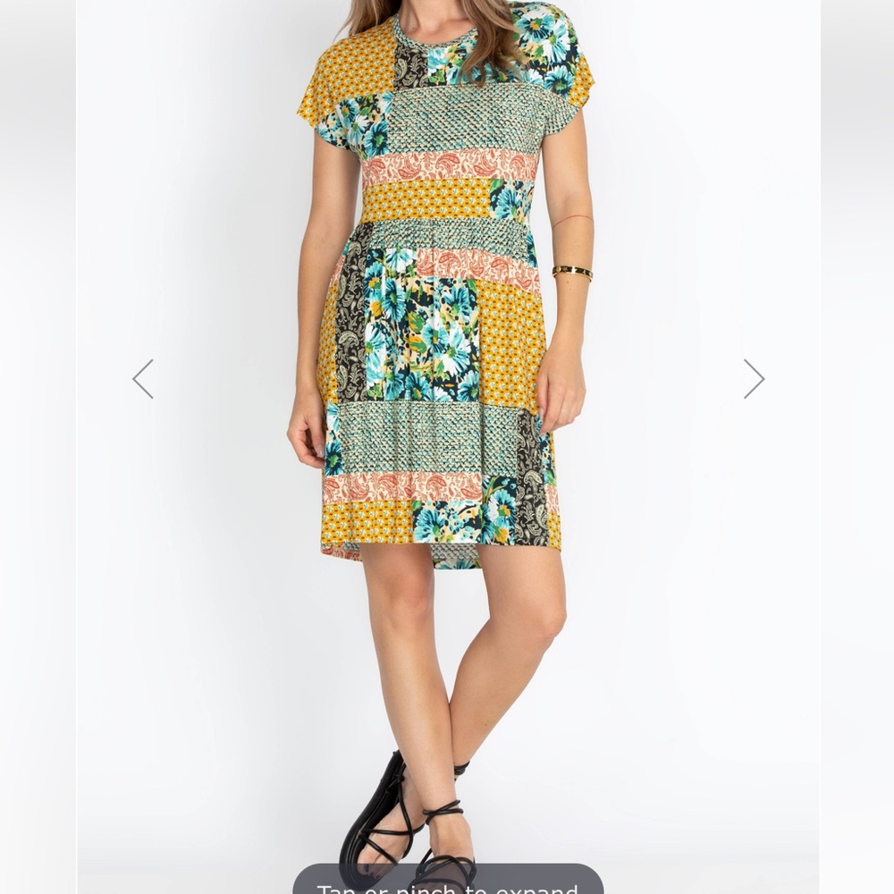 Johnny Was Paisley Multicolor Patchwork Midi Dres… - image 1